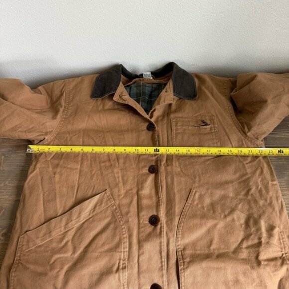 L.L. Bean Womens Medium Tan Button Up Field Barn Jacket Coat Corduroy Trim - Picture 10 of 11